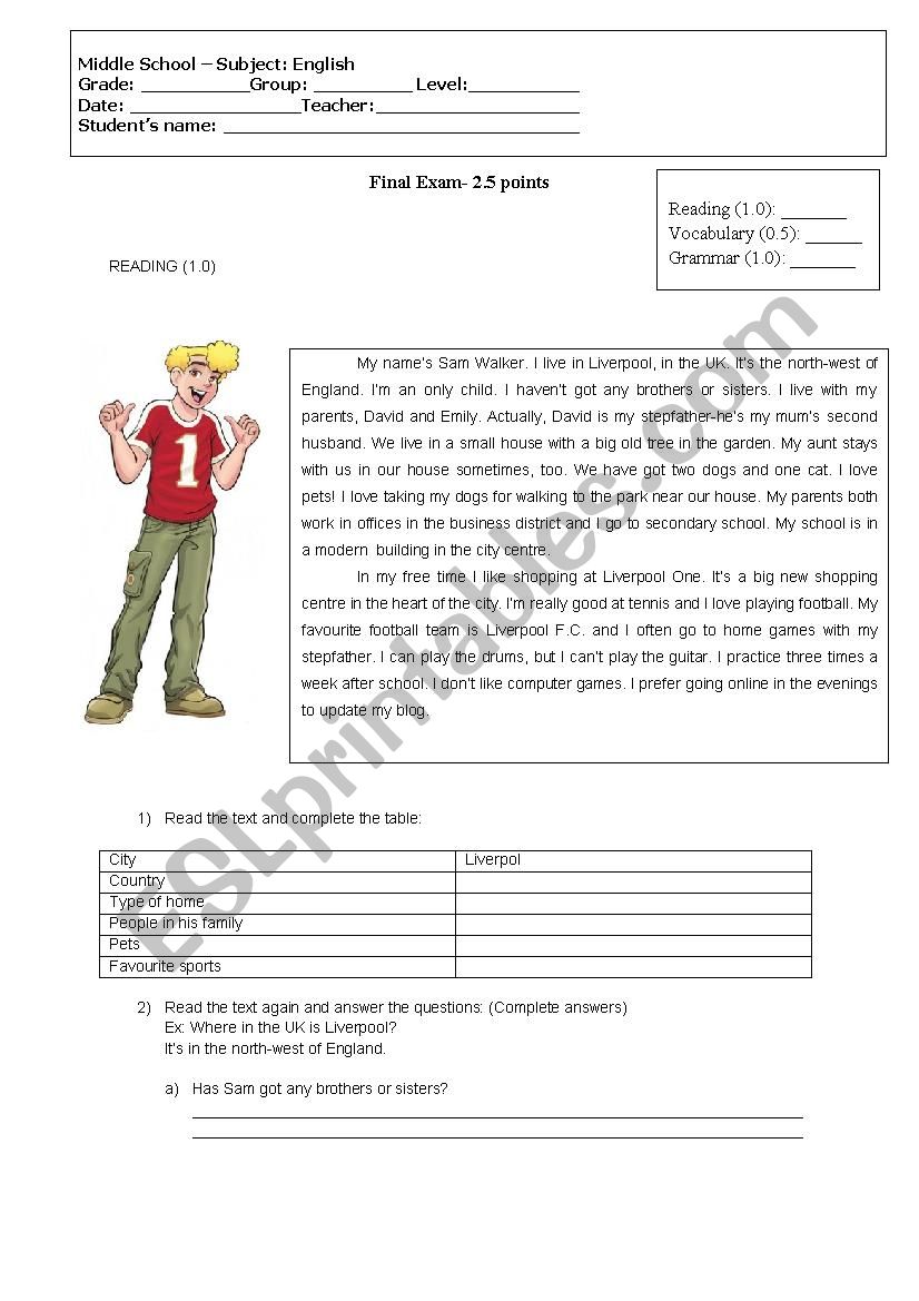 Simple present Test worksheet