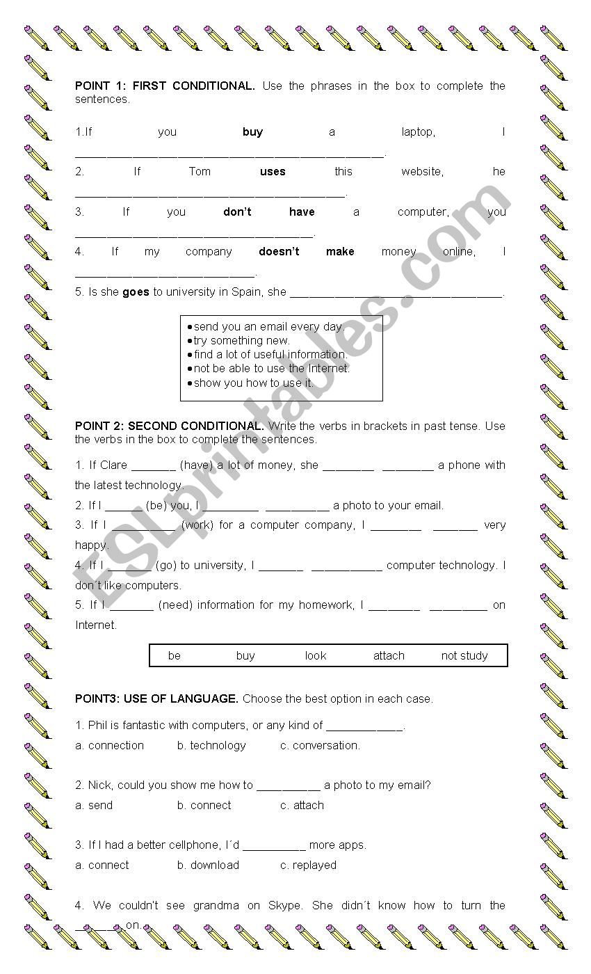 FIRST AND SECOND CONDITIONAL worksheet