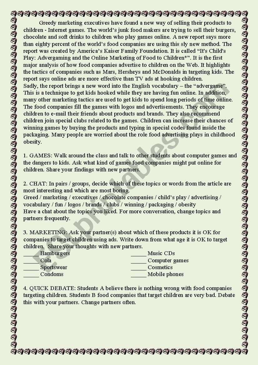 greedy marketing worksheet