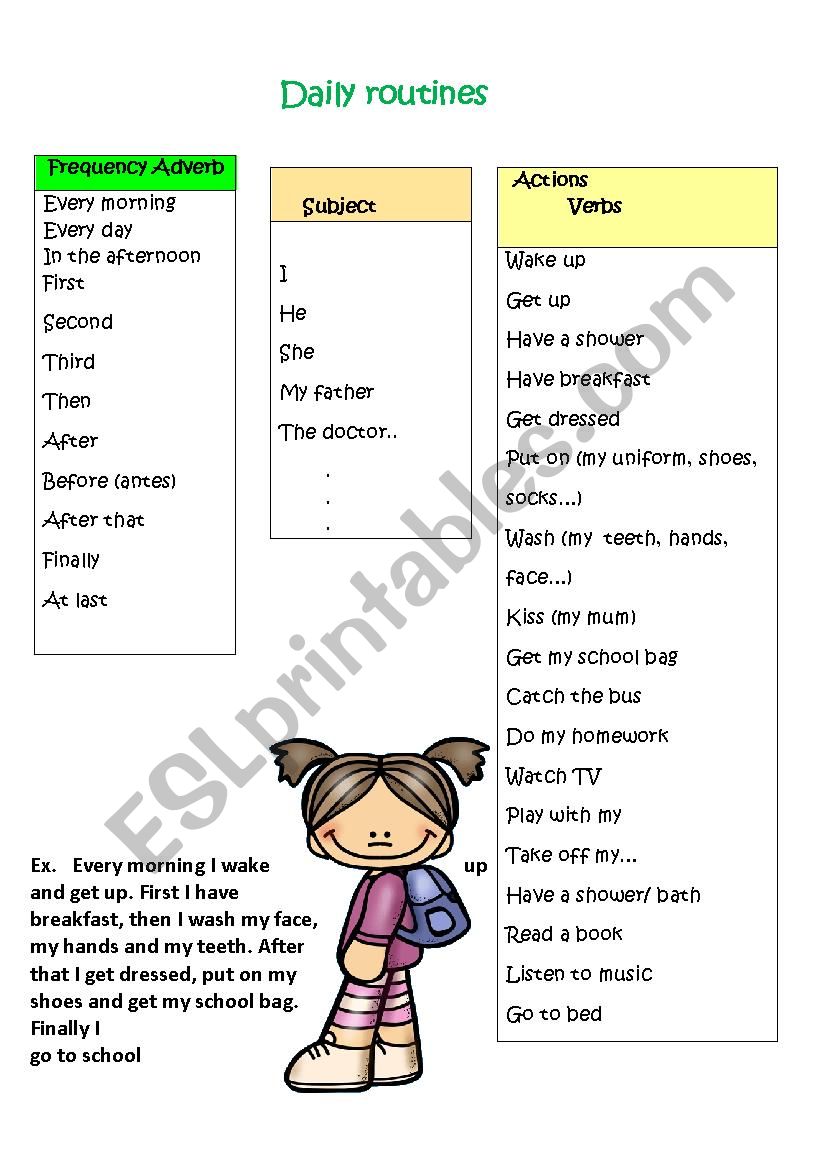 Daily Routines worksheet