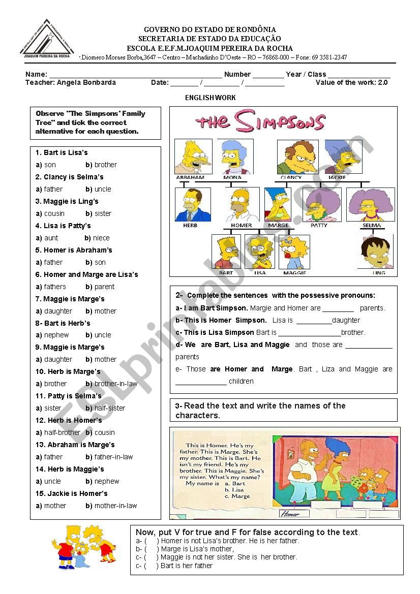 Possessive pronouns worksheet