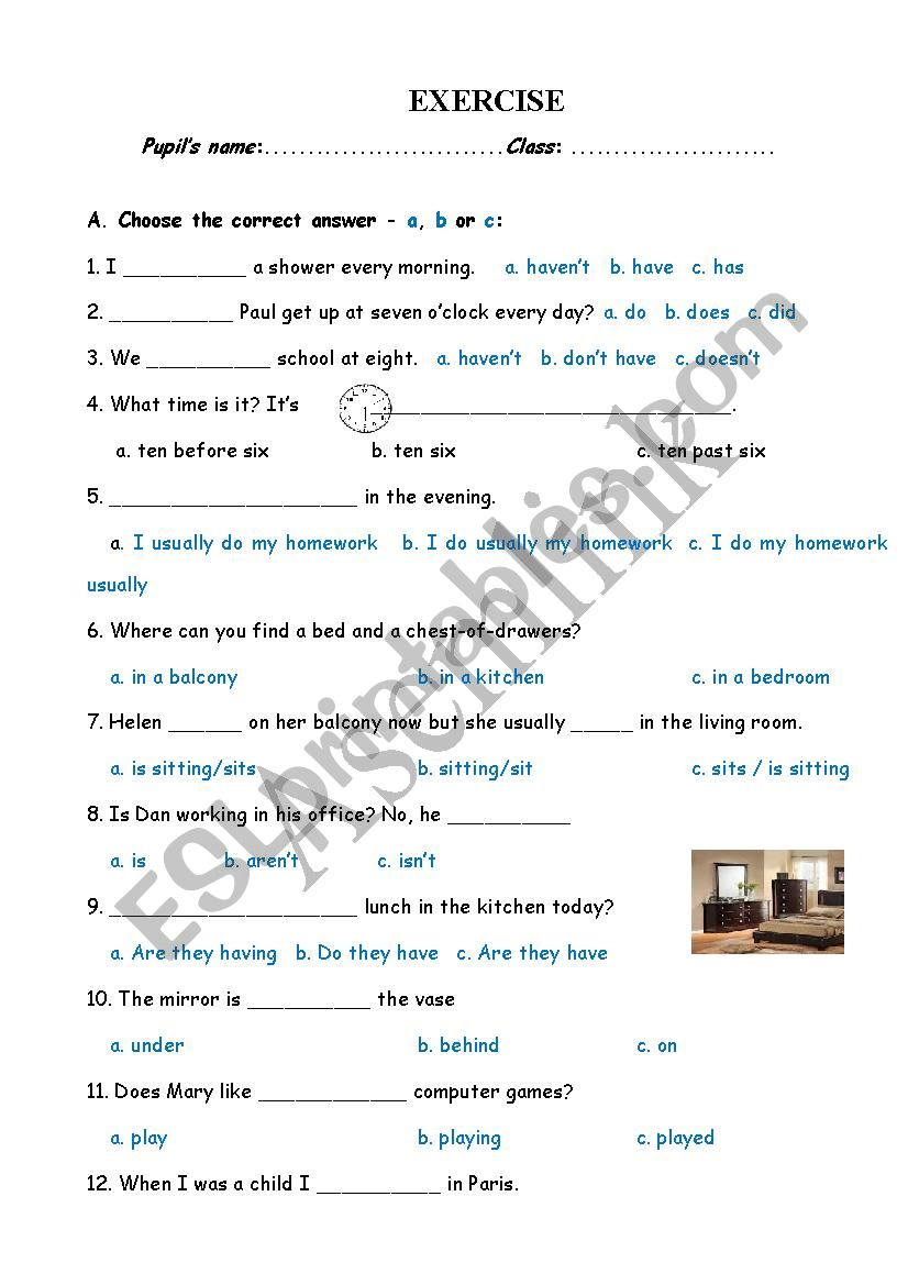 REVIEW GRAMMAR worksheet