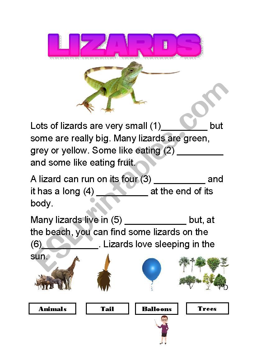 Lizards worksheet