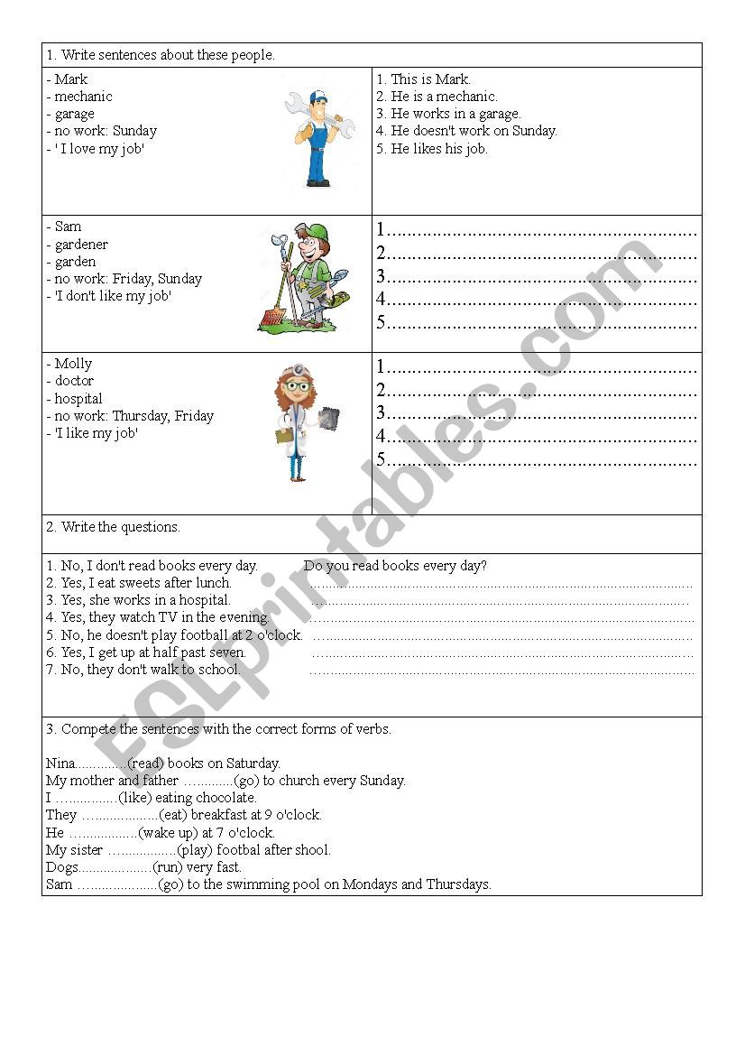 Present Simple Activities worksheet