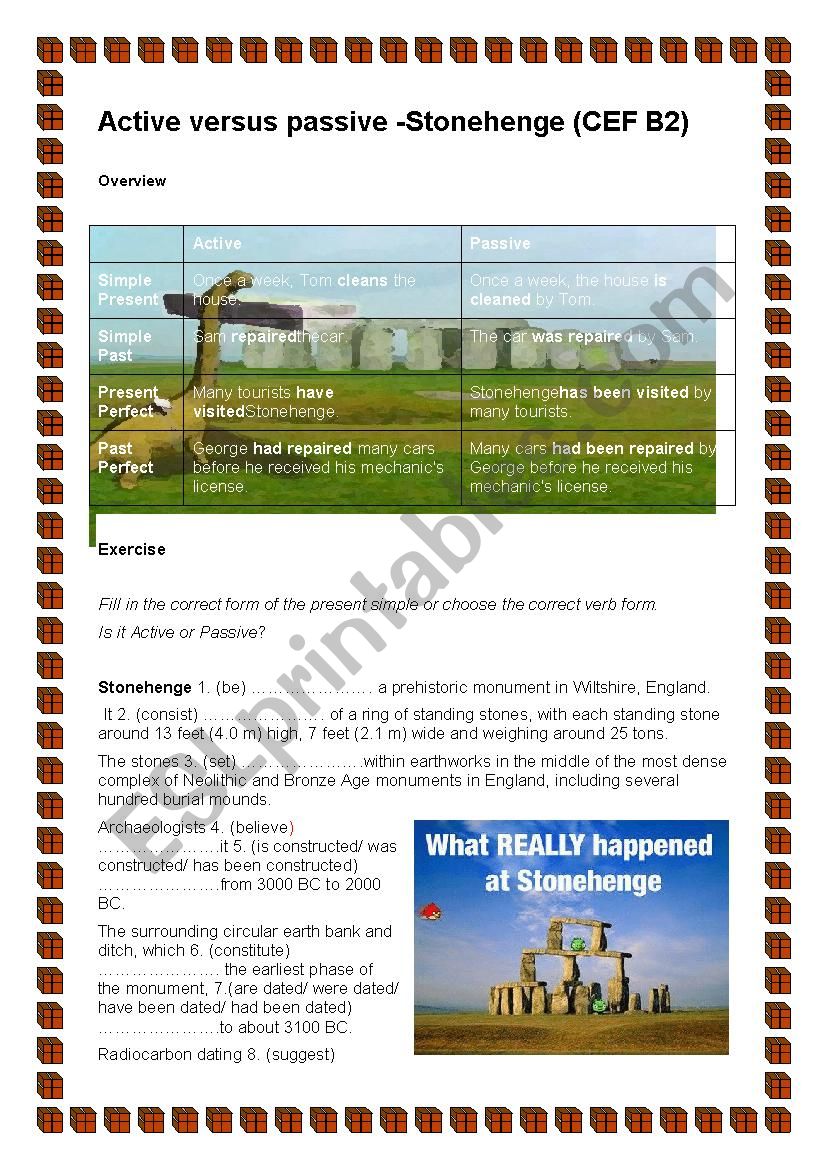 Stonehenge active versus passive voice (CEF B2)