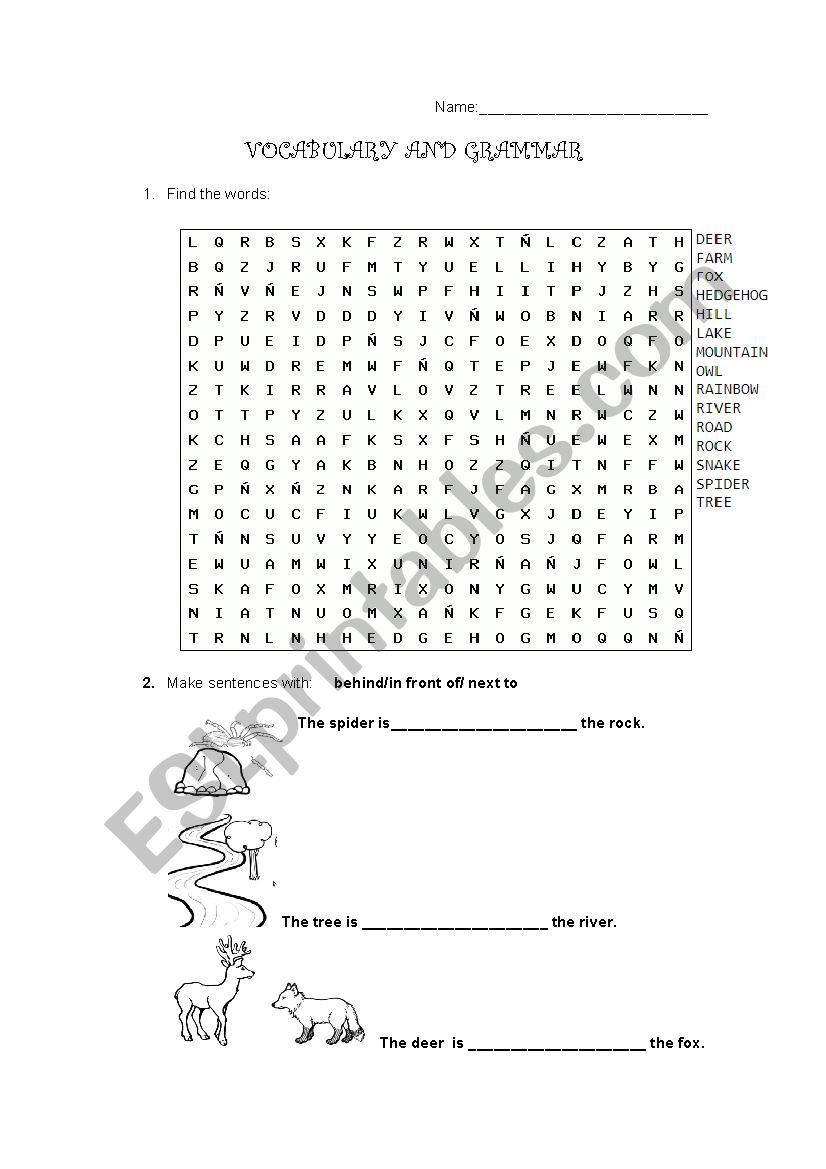 VOCABULARY AND -NEXT TO-IN FRONT OF-BEHIND