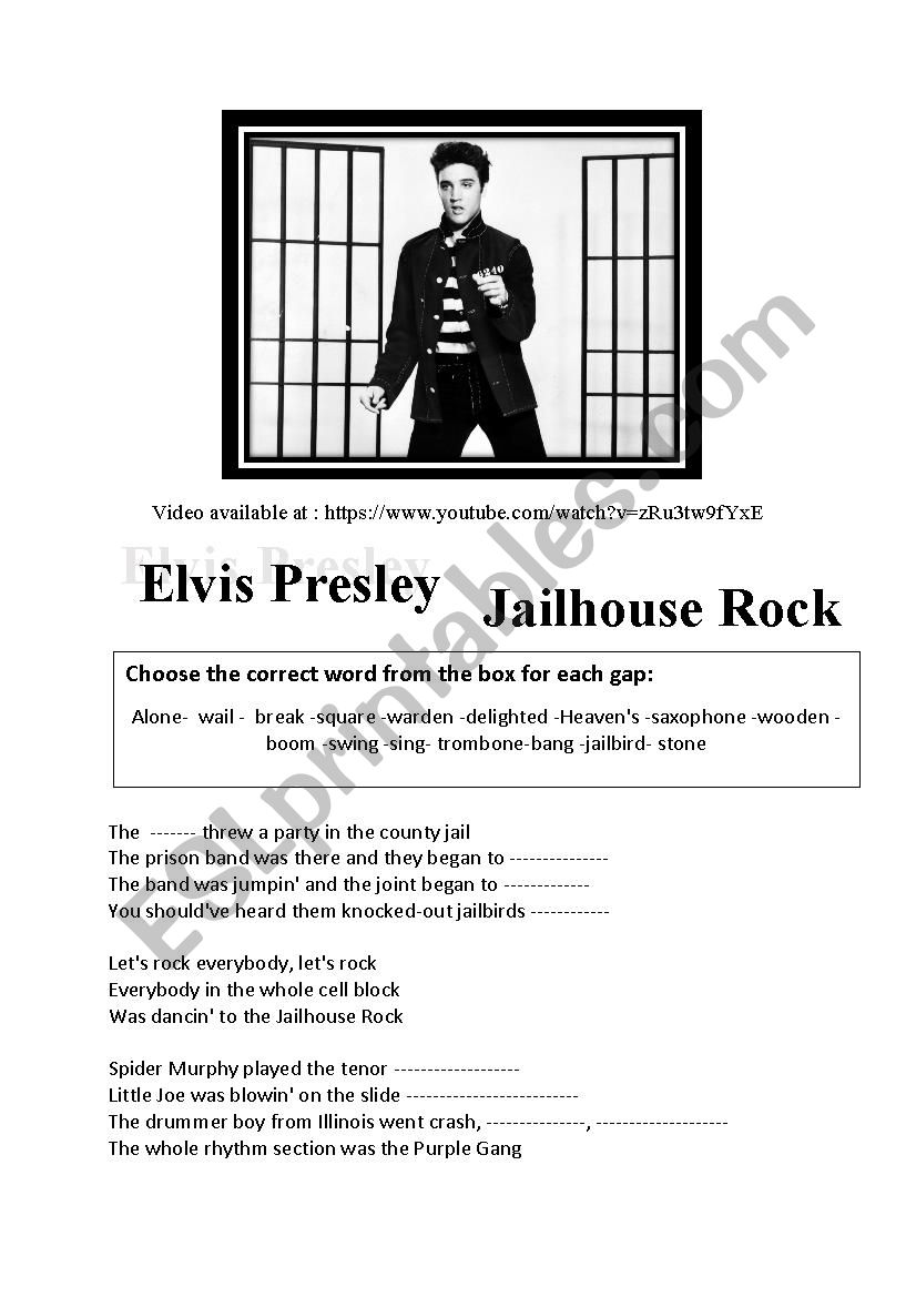 Elvis presley Jailhouse rock  worksheet