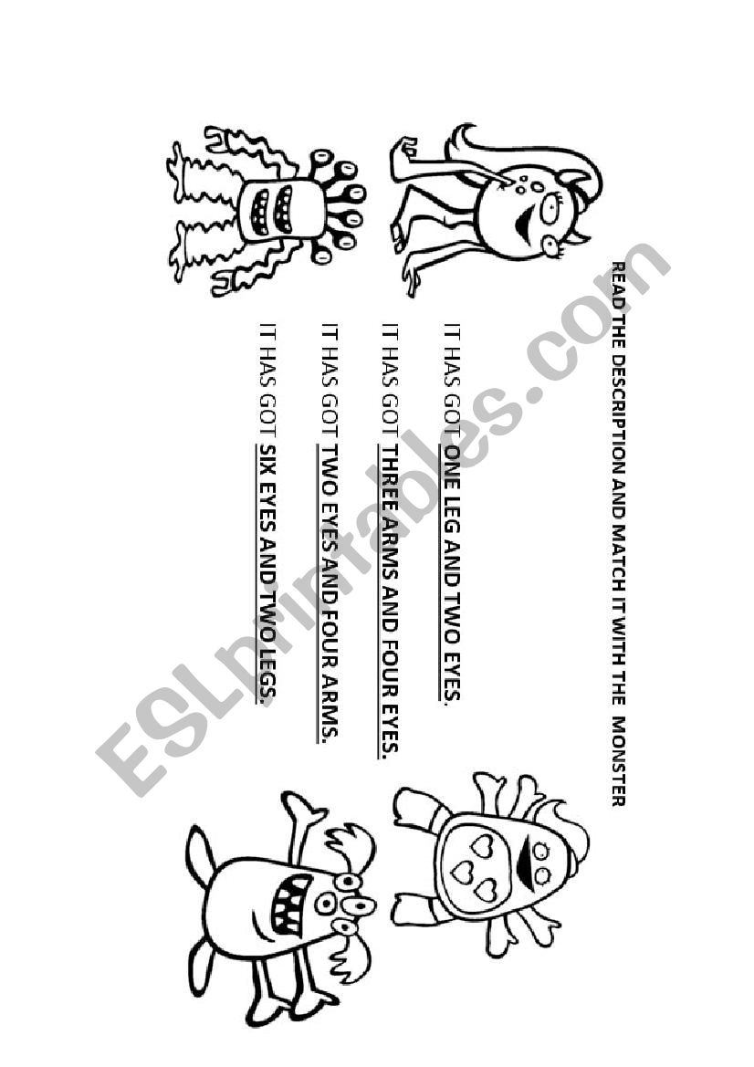 Monsters worksheet
