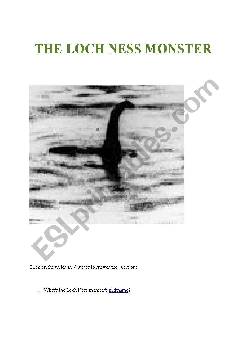 Webquest The Loch Ness Monster