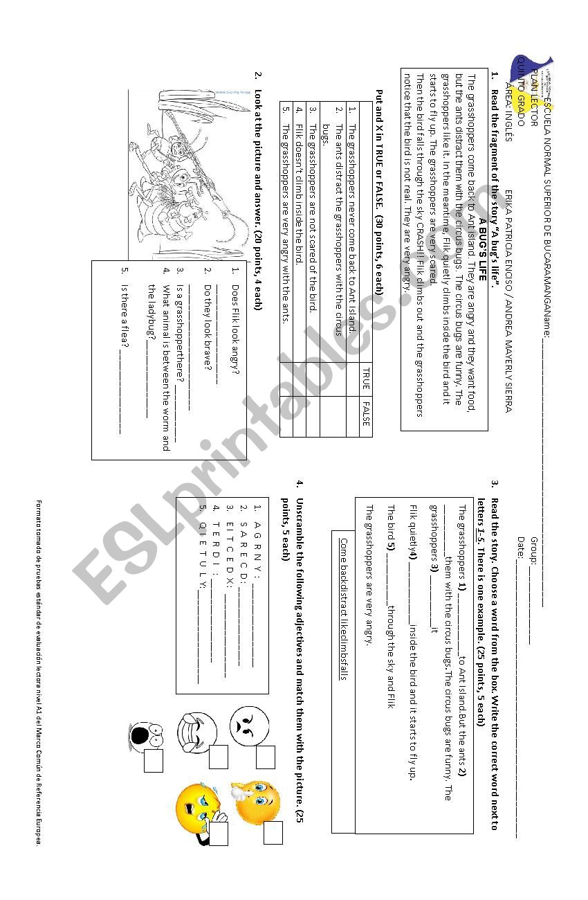 reading exercise worksheet