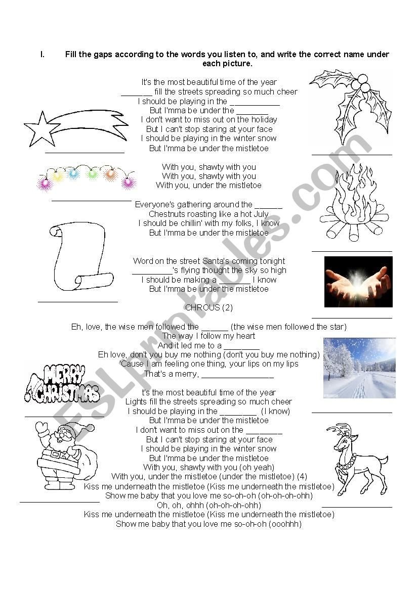 Christmas songs  worksheet