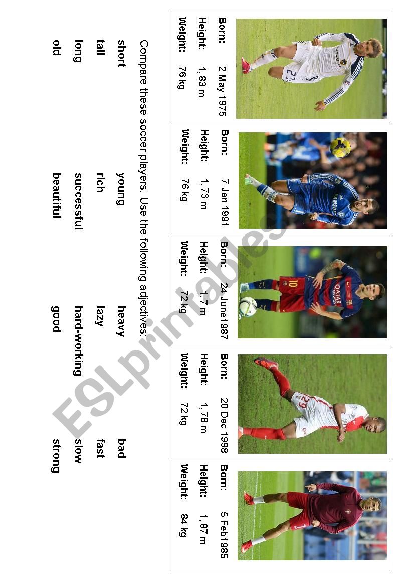 Soccer players worksheet