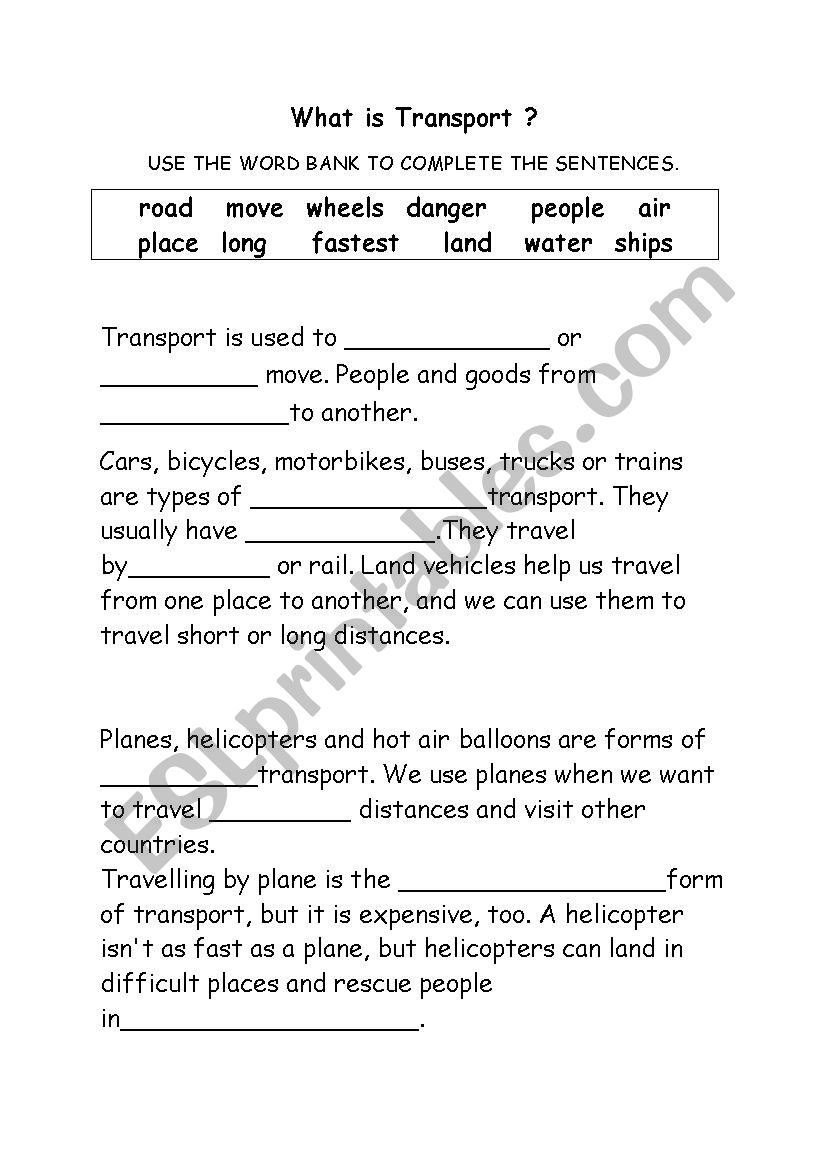 Transport Close worksheet