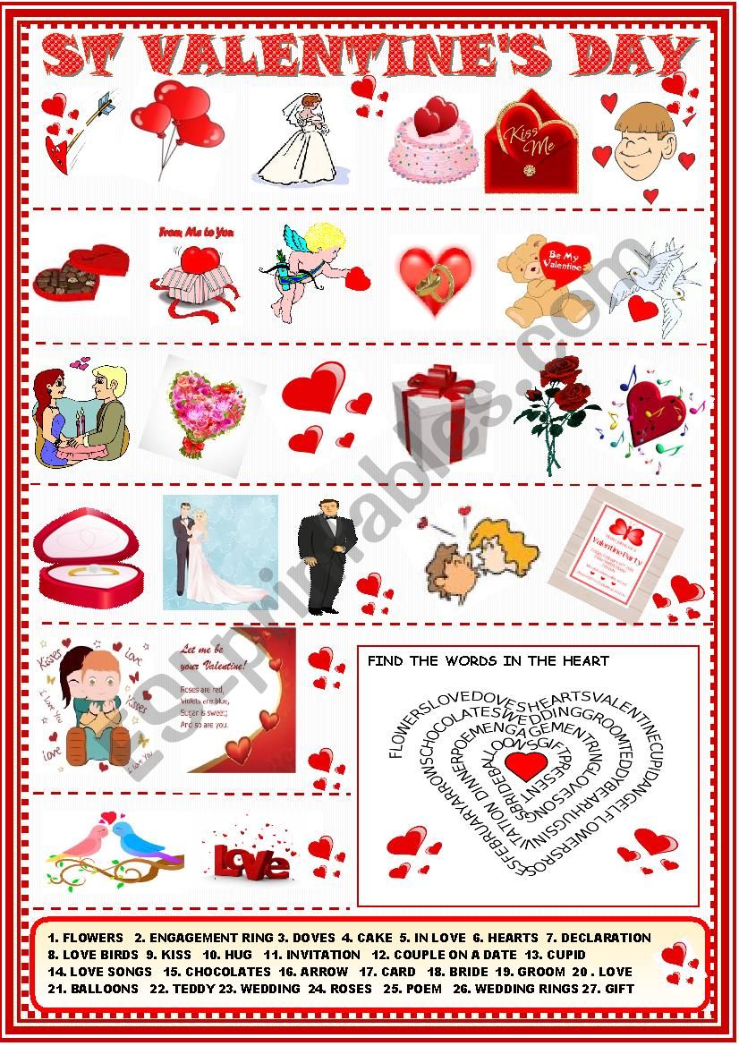 St Valentines day worksheet