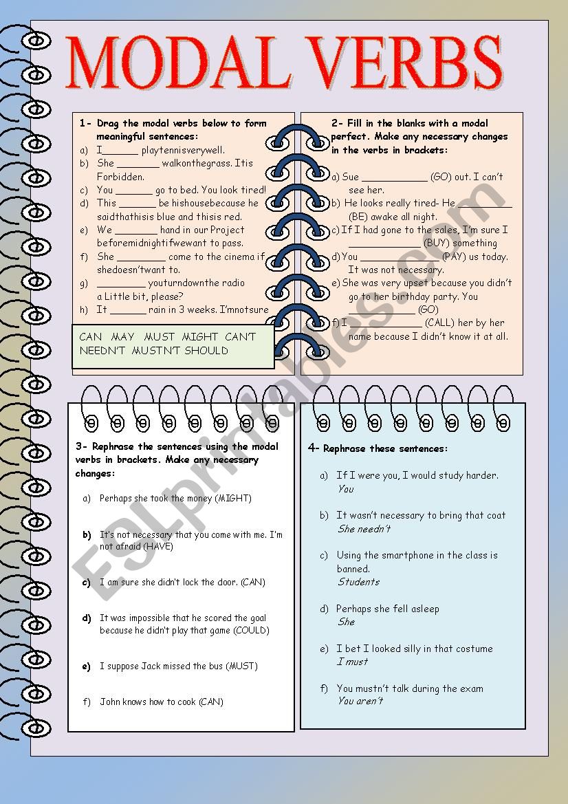 Modal verbs worksheet