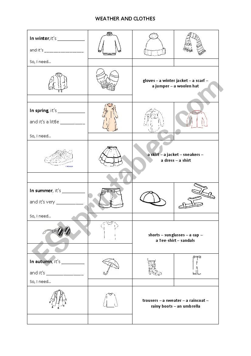Weather and Clothes worksheet