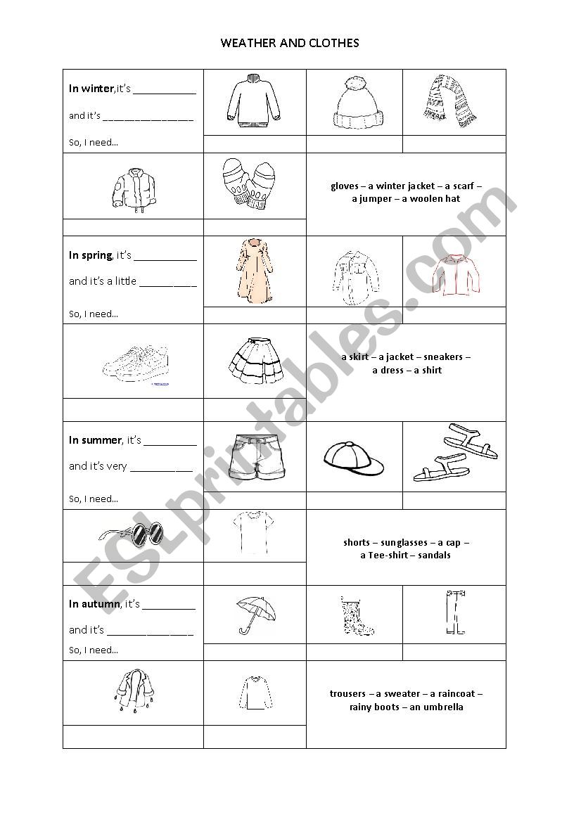 Weather and Clothes worksheet