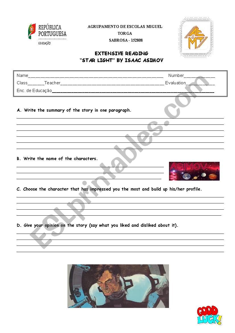 Star Light by Isaac Asimov worksheet