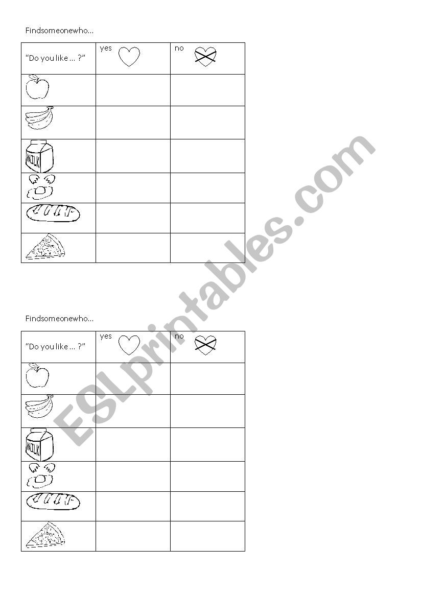 Do you like ... food? worksheet