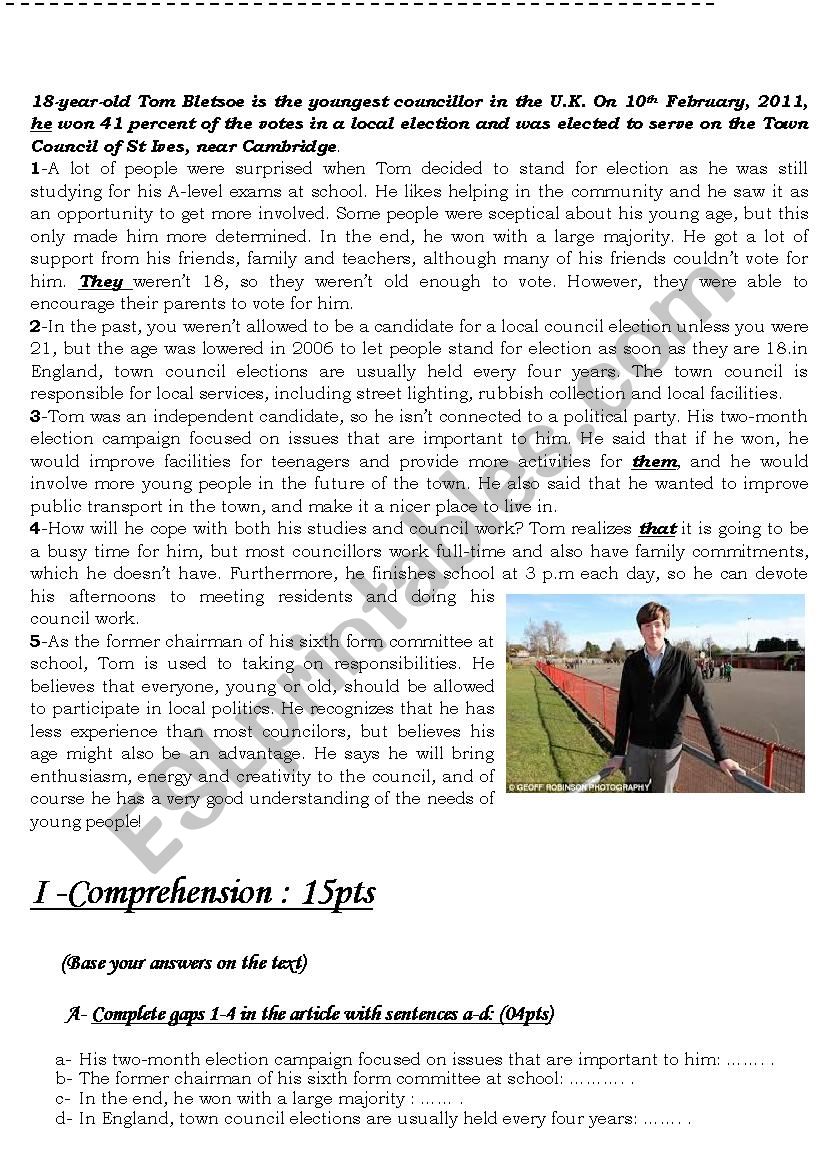 first term exam worksheet