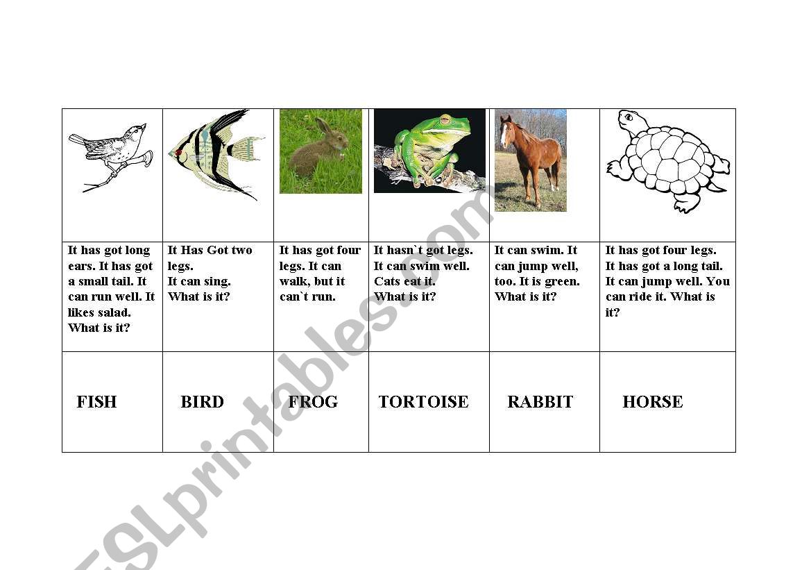 Match animals. worksheet