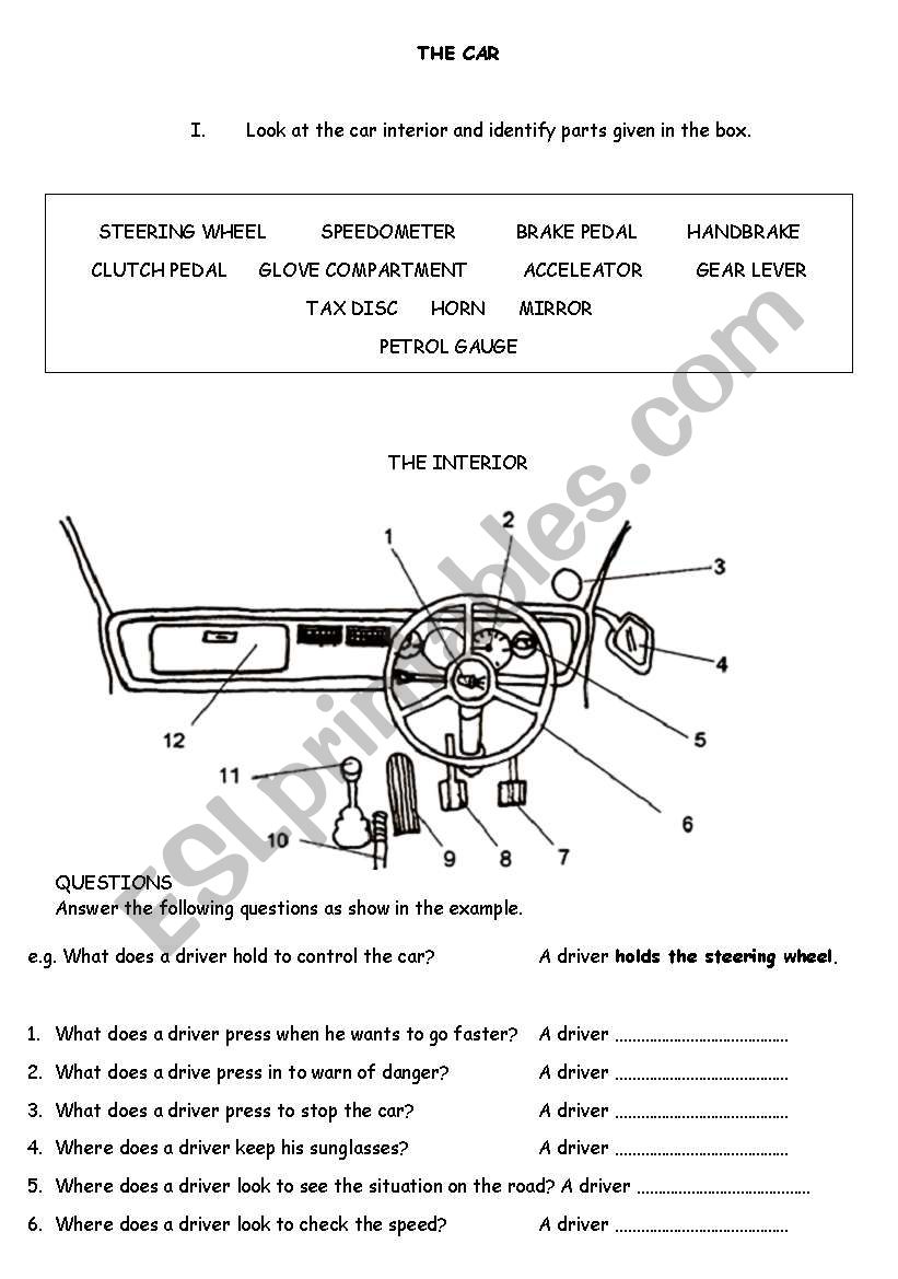 my car assignment worksheet answers