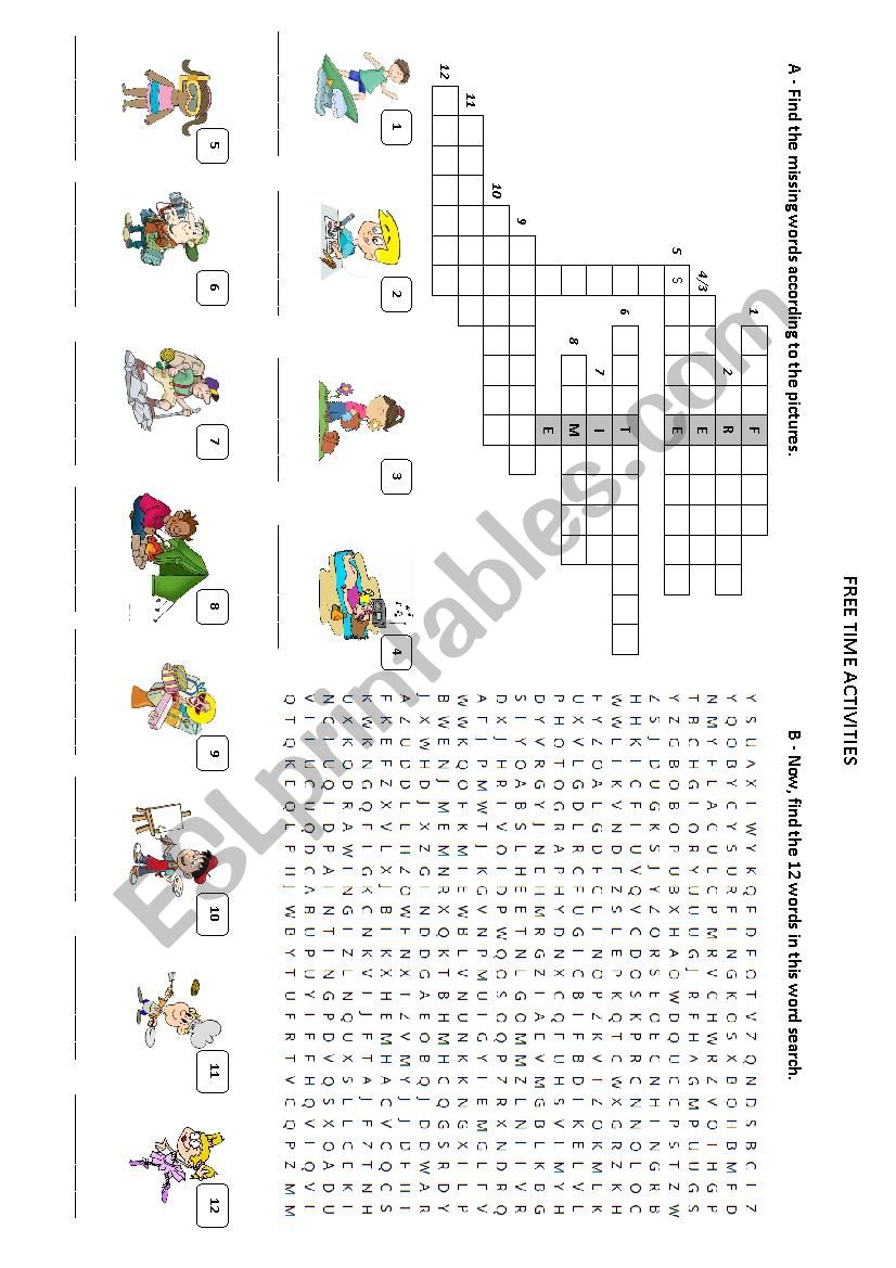 Free time activities worksheet