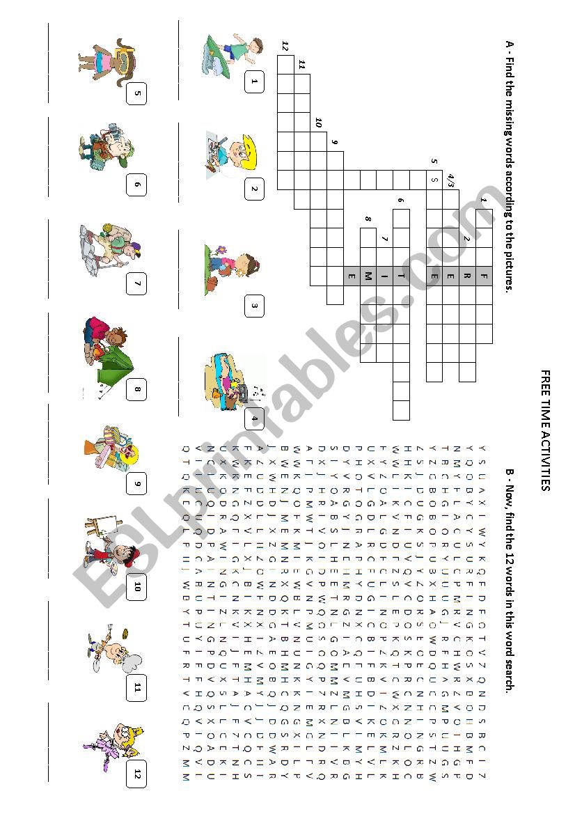 Free time activities worksheet