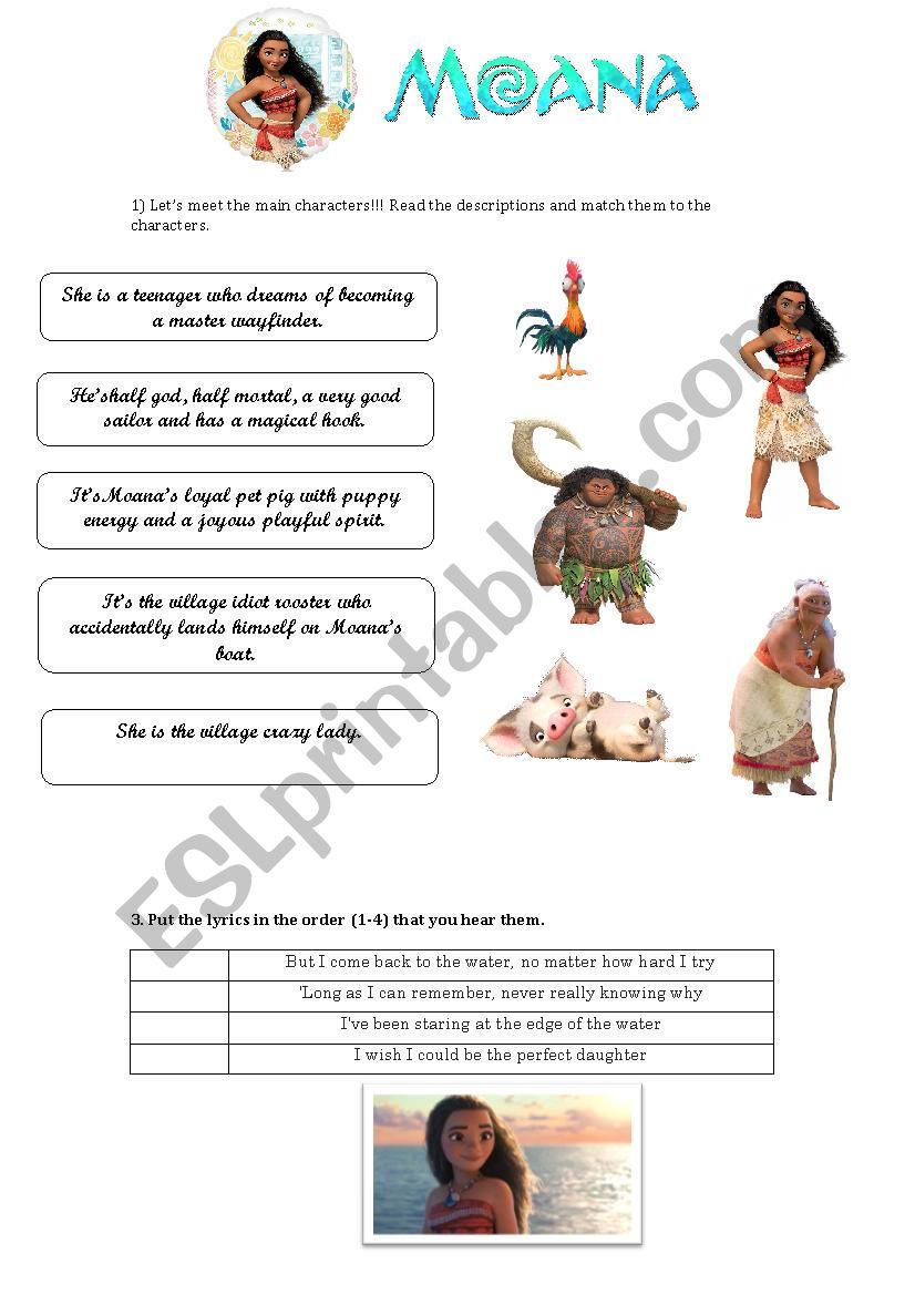 Moana Movie Activity worksheet