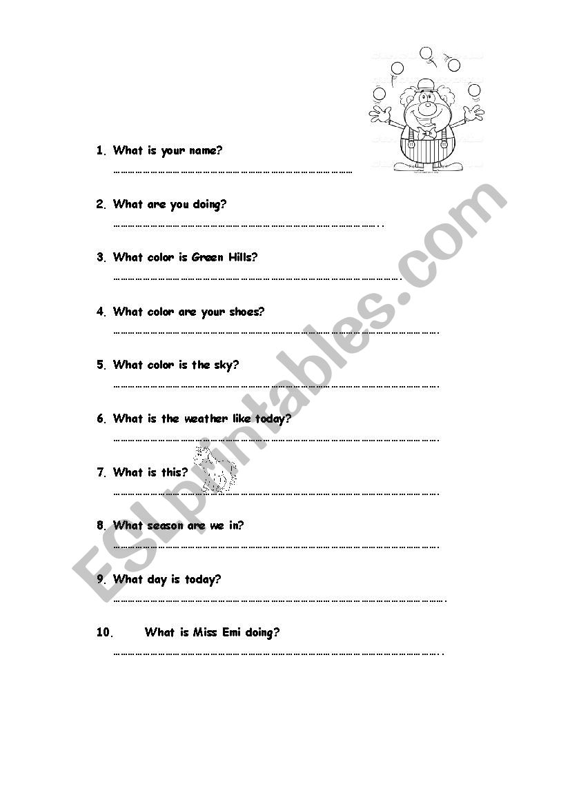 Wh - questions - ESL worksheet by missemilia17