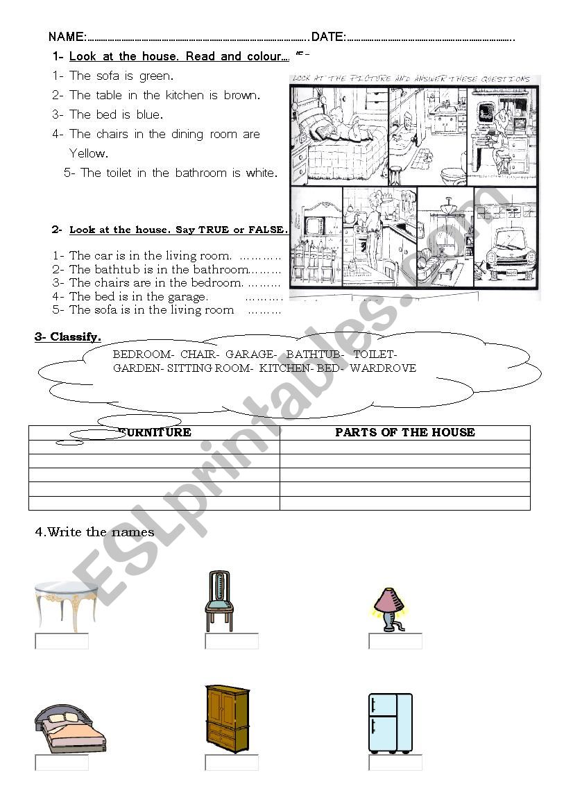 the house worksheet