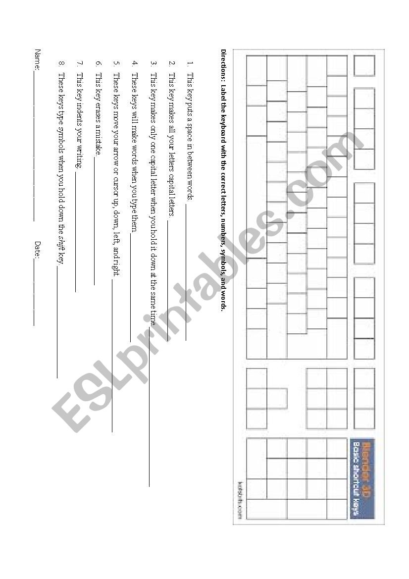 Computer skills keyboard template