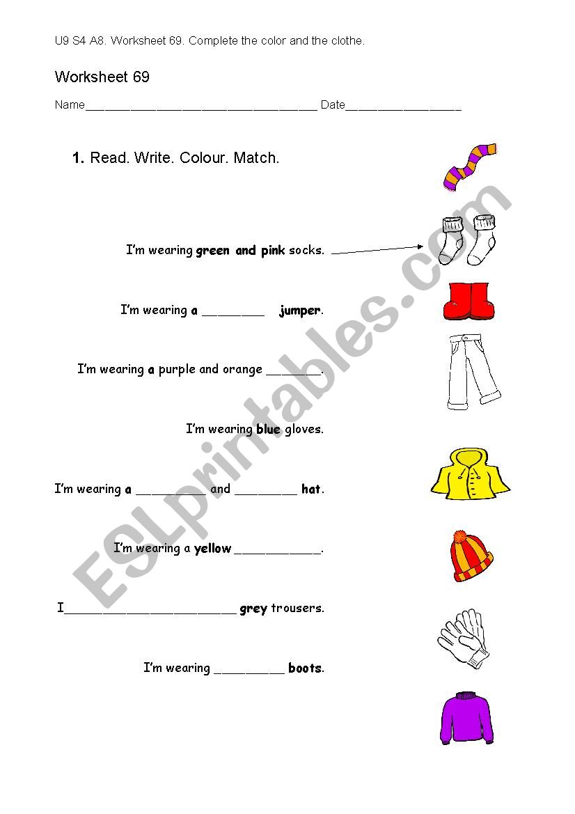 IÂ´M WEARING worksheet