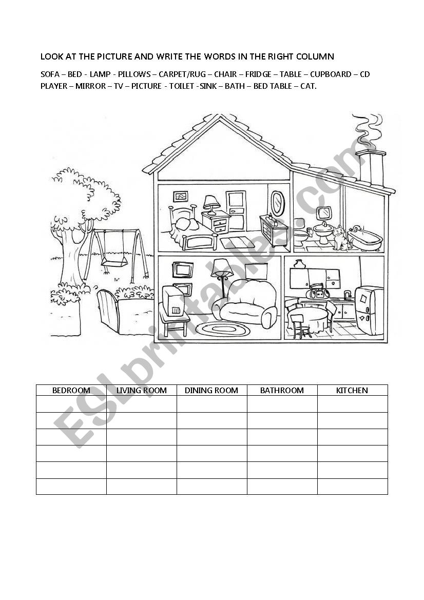 Furniture worksheet