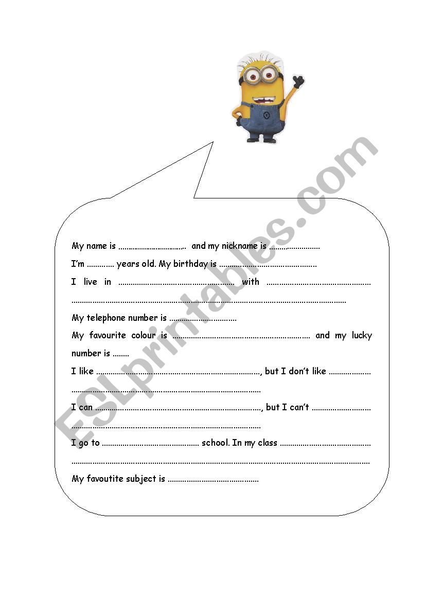 self introduction worksheet