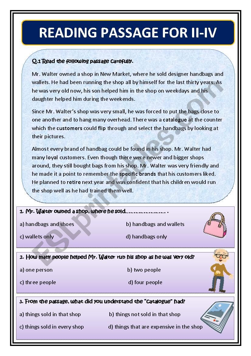 Reading Passage worksheet