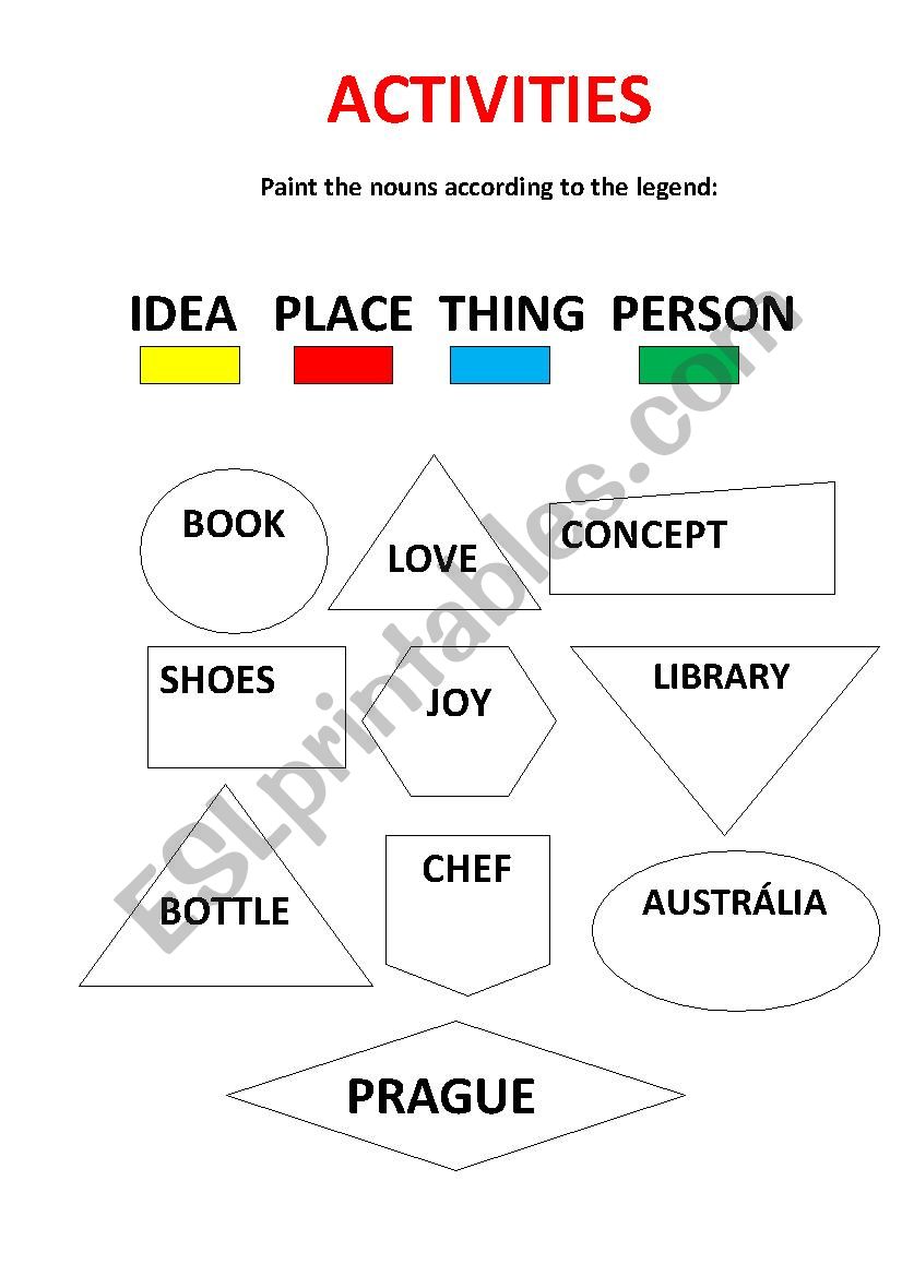 Place, Thing, Idea worksheet