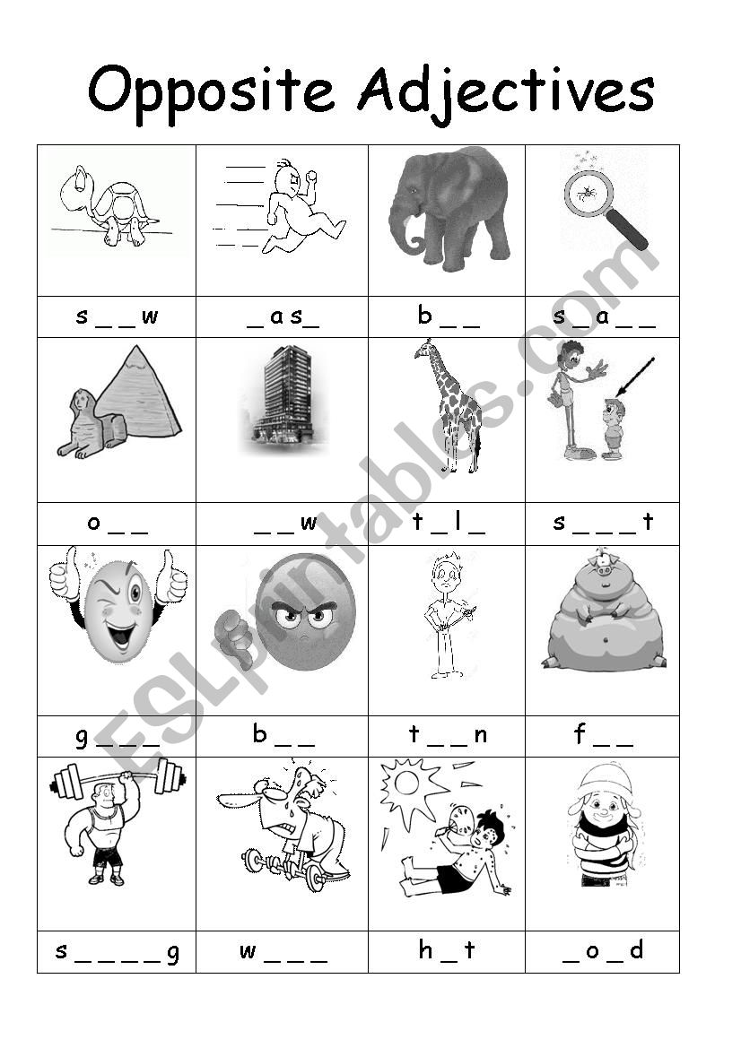 Opposite Adjectives Worksheets Isl Collective