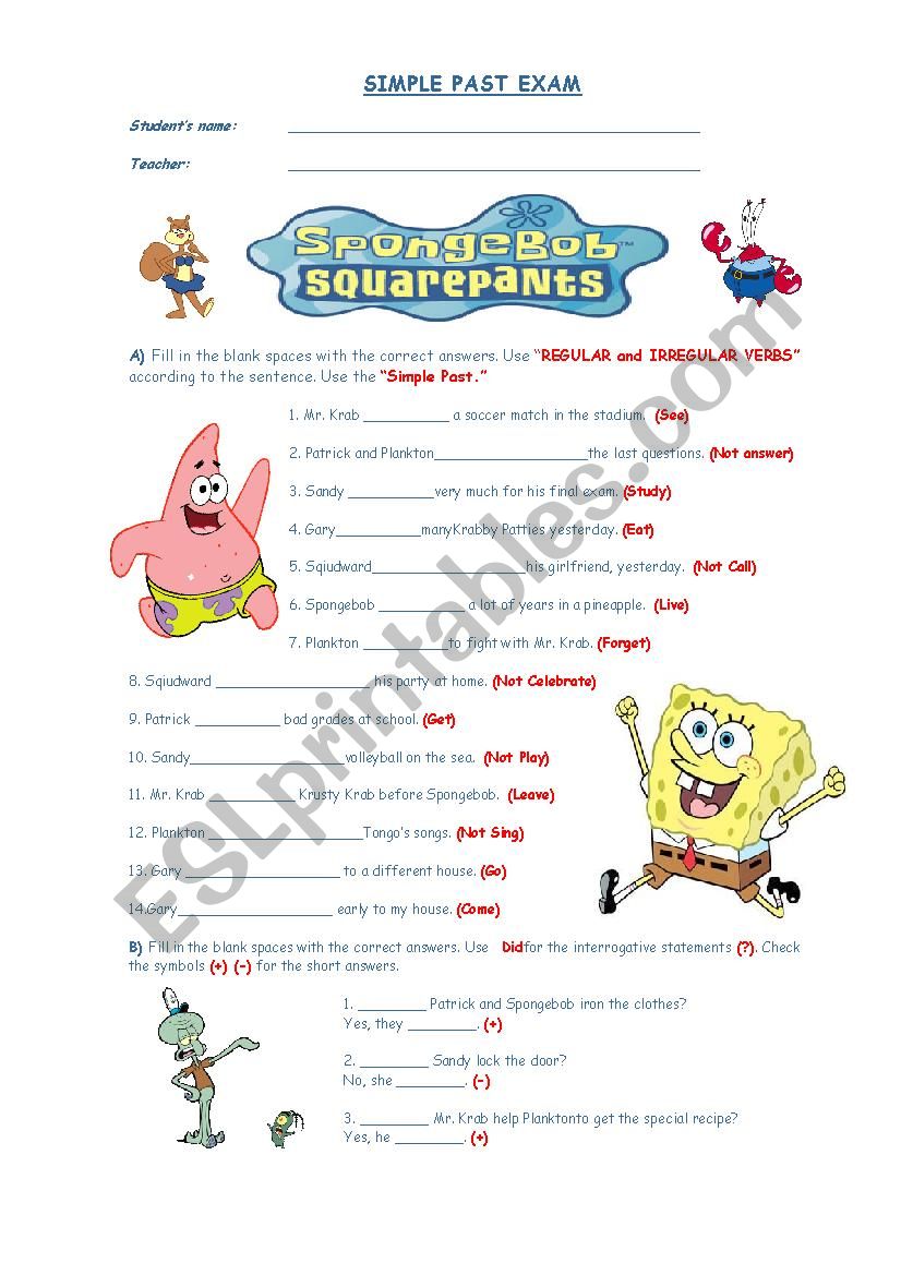 SIMPLE PAST EXAM worksheet