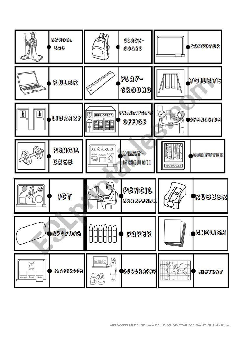 Domino School Materials worksheet