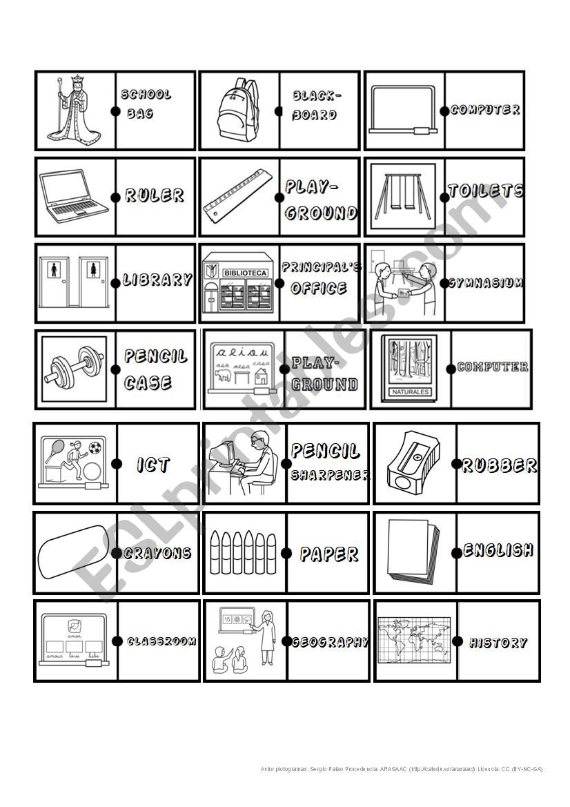 Domino School Materials worksheet