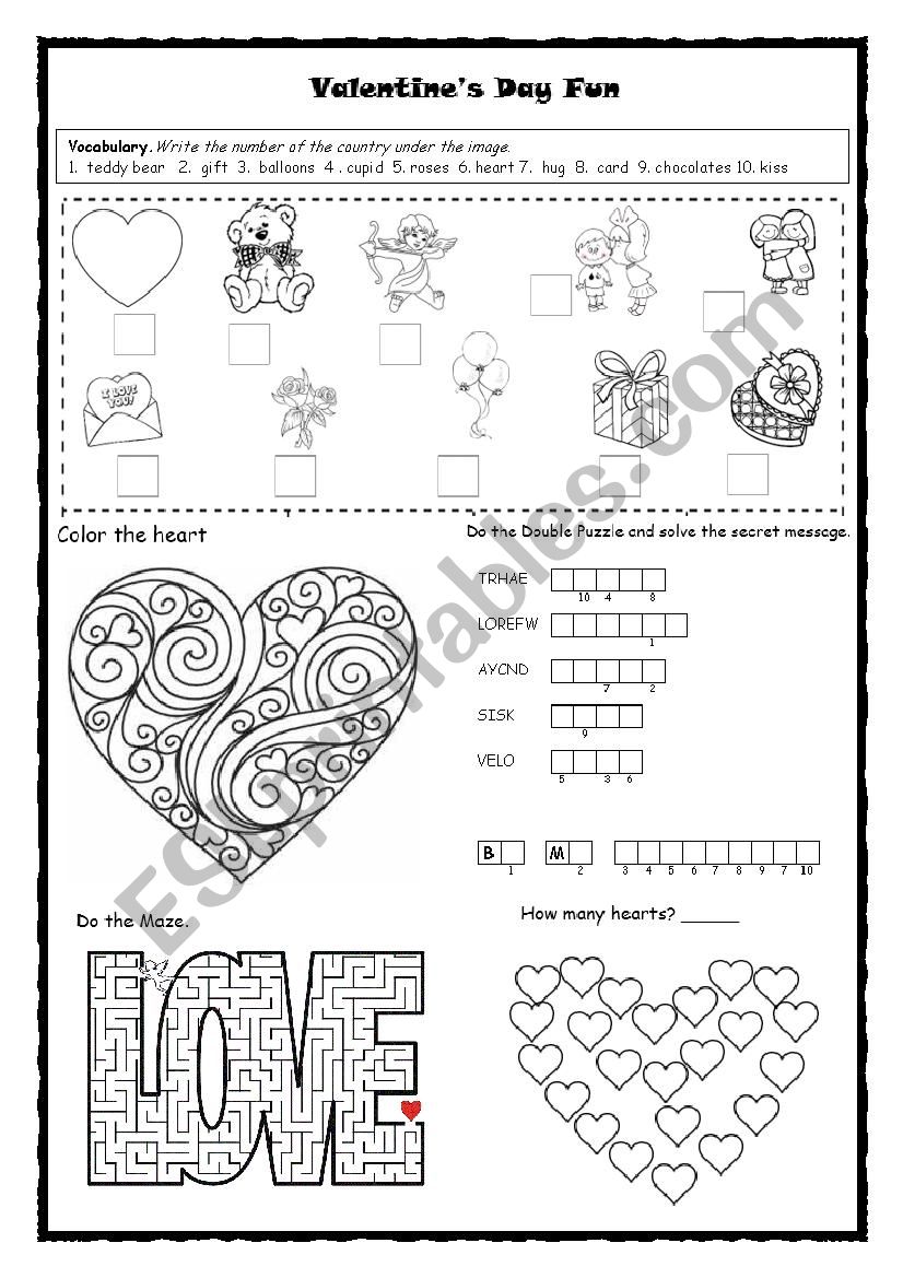 Valentines Day Fun Page worksheet