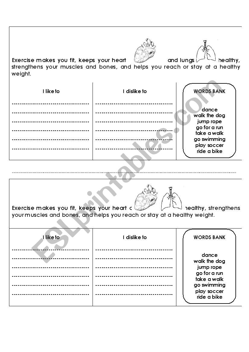 EXERCISE MAKE YOU FIT worksheet