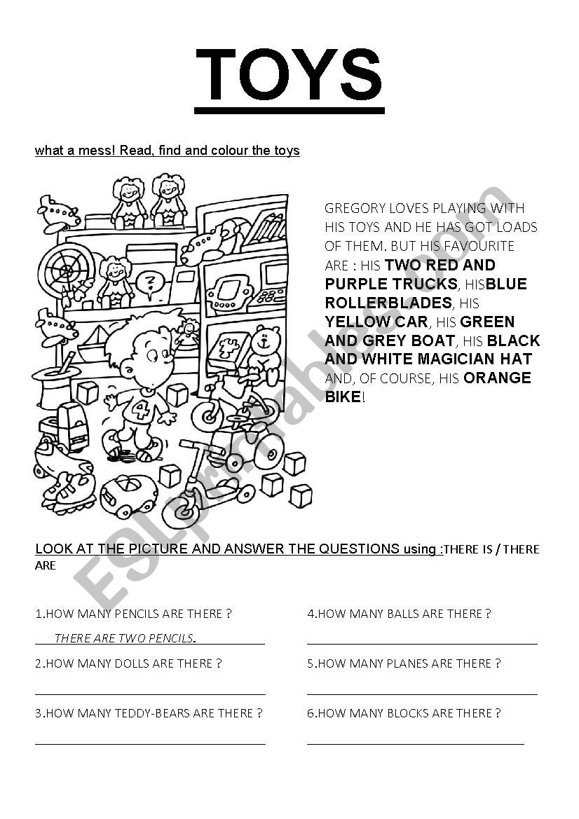 TOYS worksheet