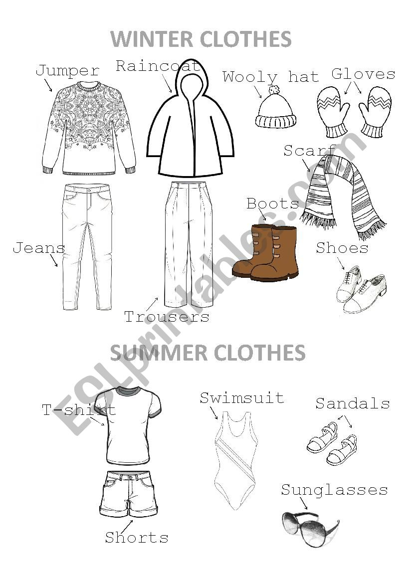 Clothes vocabulary worksheet