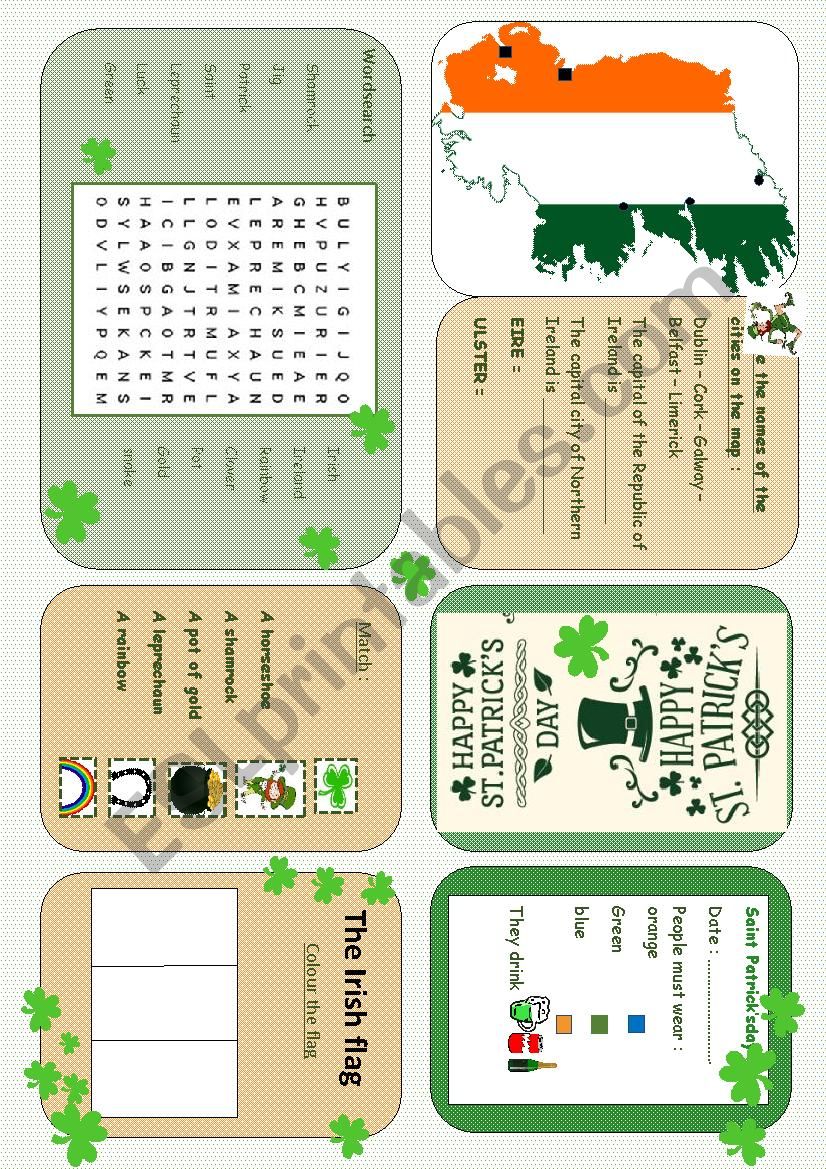 Saint Patricks day minibook worksheet