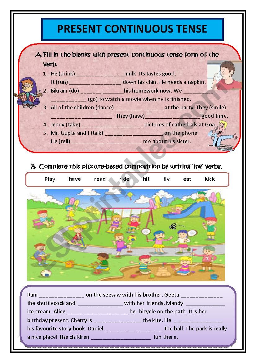 Present continuous worksheet