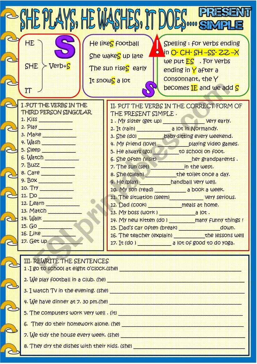 Third Person Singular Verbs List