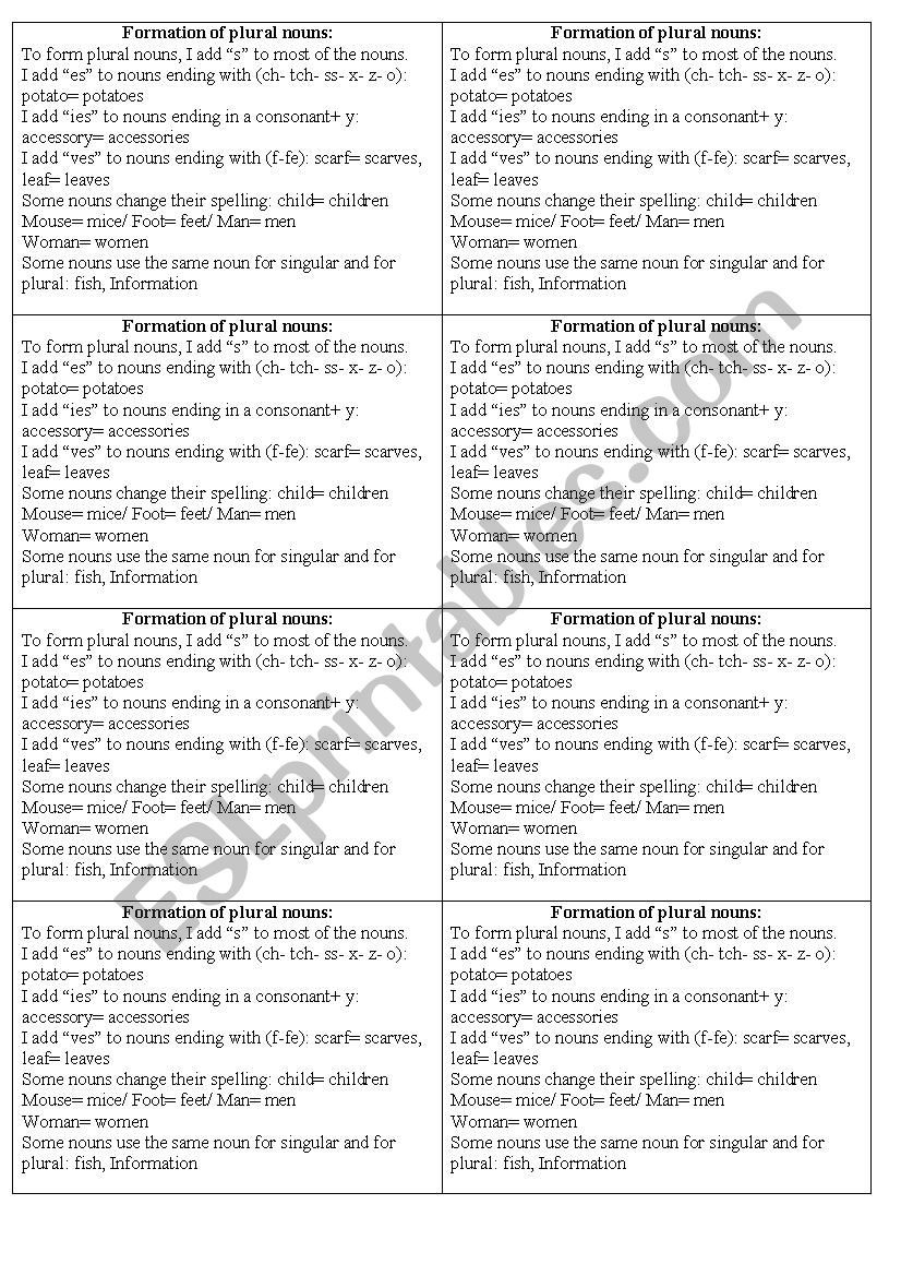 plural nouns worksheet