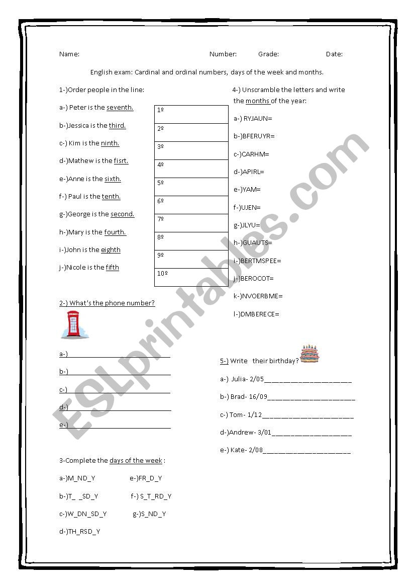 English vocabulary review worksheet